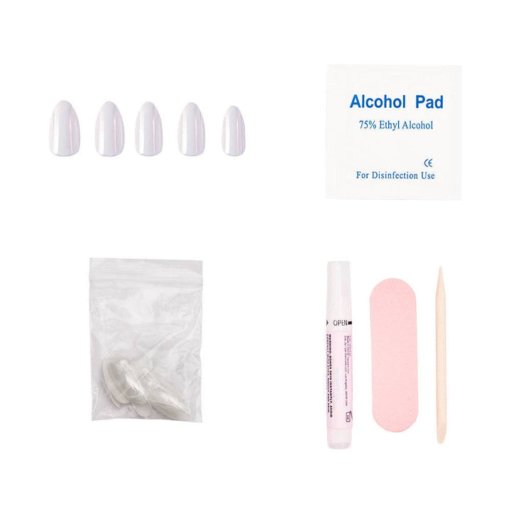 Glamnetic - Moonlight Press-On Nails|Pearlescent White| Short Almond