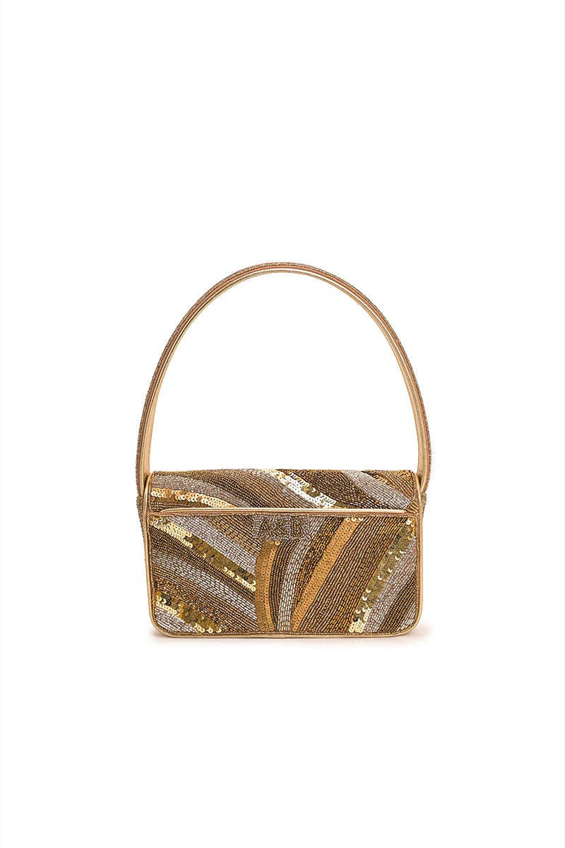 America &amp; Beyond - Golden Glam Beaded Shoulder Bag