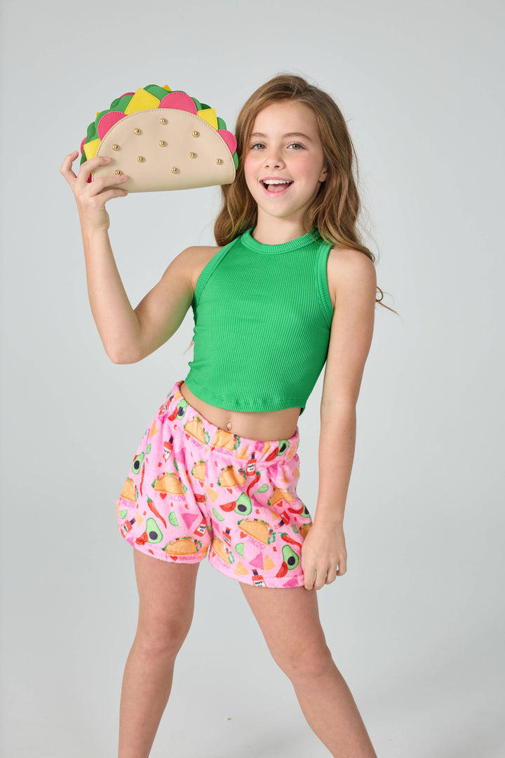 GLAM GREEN CROPPED RIBBED RACERBACK TANK TOP (SM/MED)