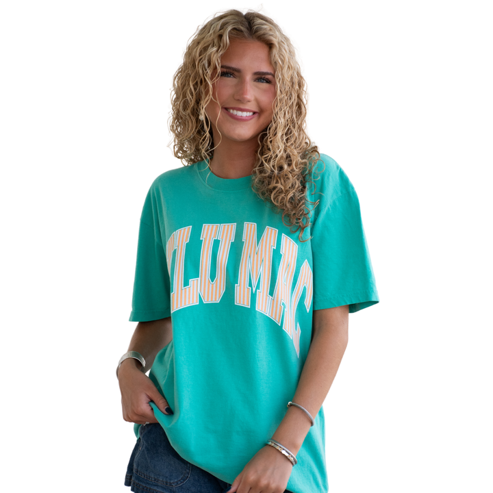 Girlie Girl Originals - LM-STR-1000 Stripe Adult Cream Sickle Sky/Island Green Comfort Colors Tee