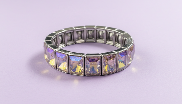 Taylor Elliott Designs - Enamel Stretch Bracelet - Rectangle Gems - Estelle -