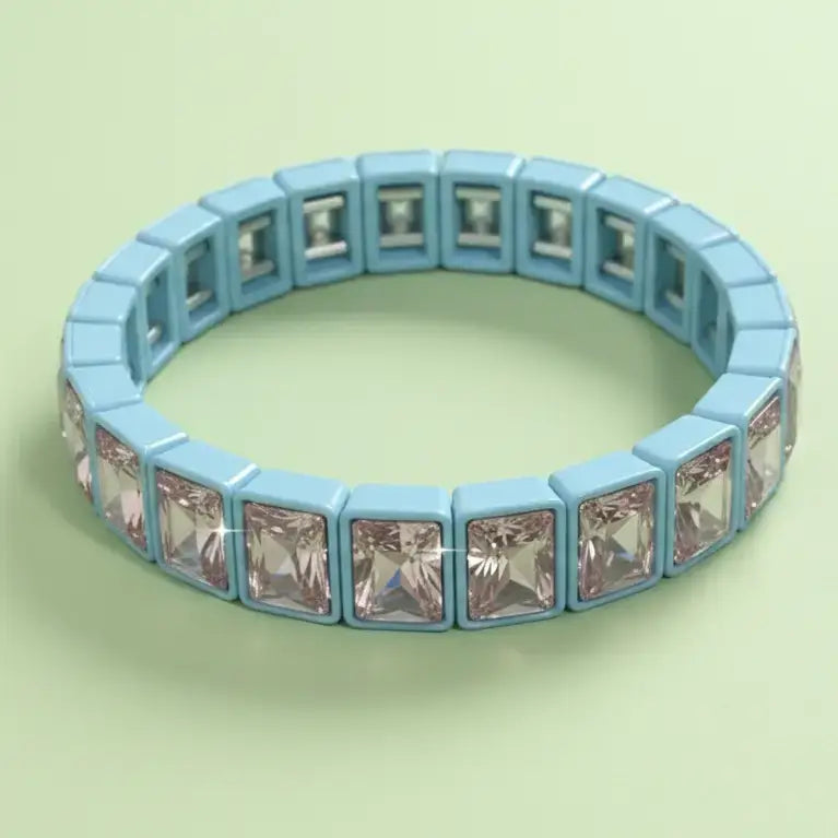 Taylor Elliott Designs - Enamel Stretch Bracelet - Rectangle Gems - Estelle -