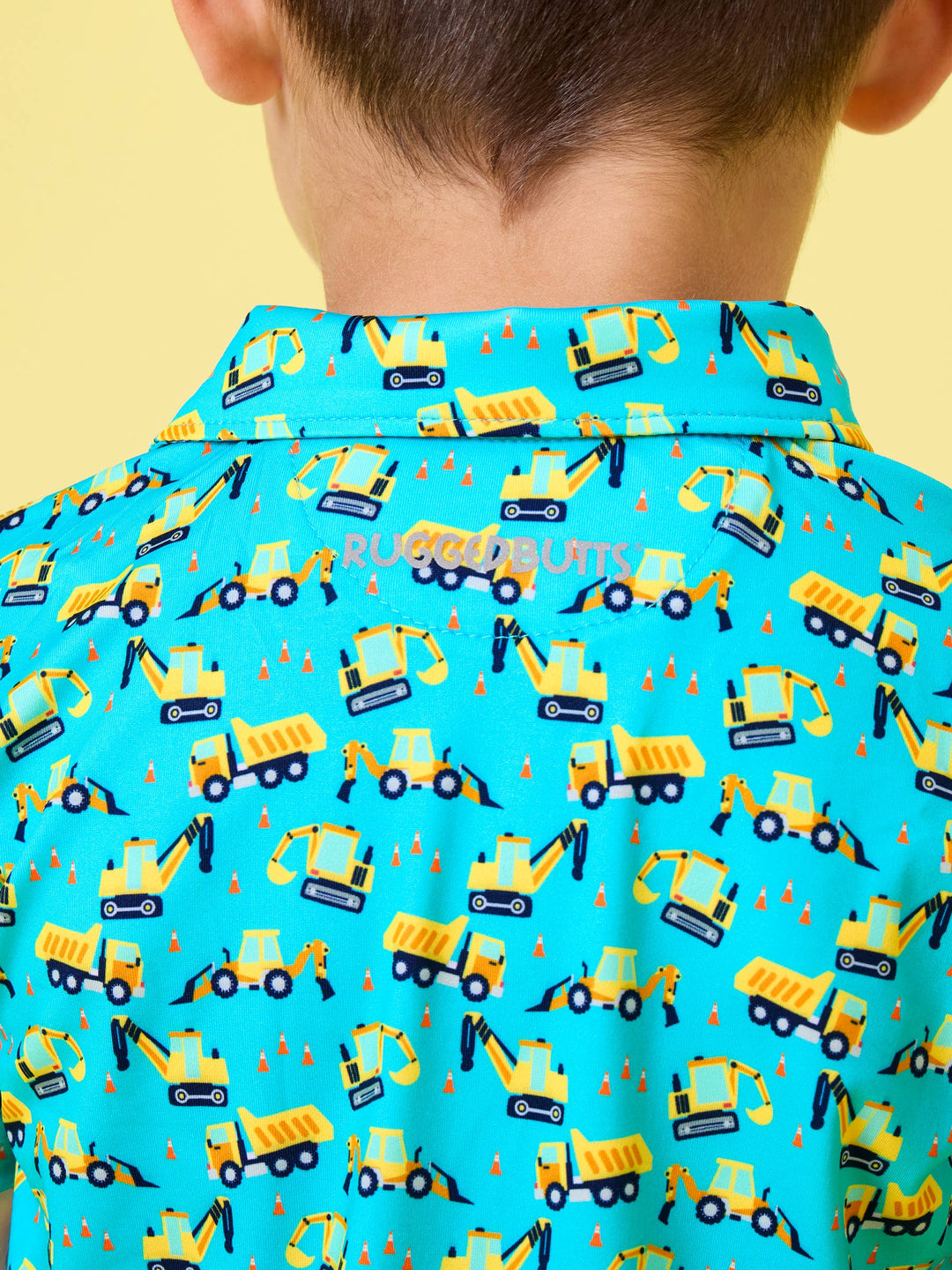 RuffleButts- Boys Under Construction Knit Short Sleeve Performance Polo
