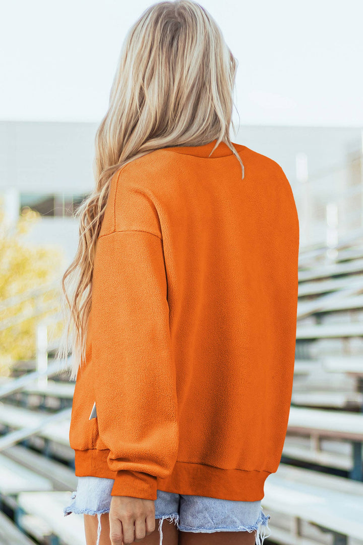 Little Daisy Closet - Pumpkin/Fall Reversible Pullover Mock Neck Sweatshirt