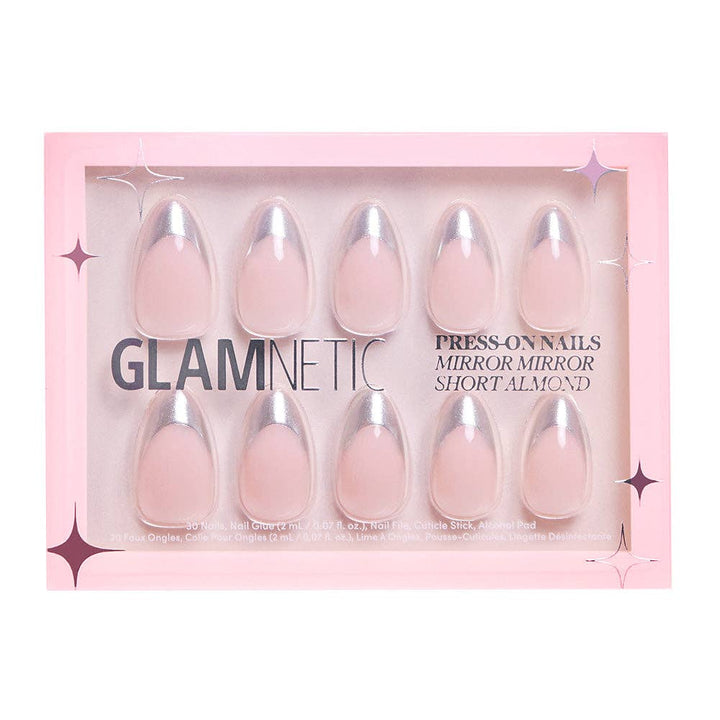 Glamnetic - Mirror Mirror Press-On Nails| Chrome Silver French Tip