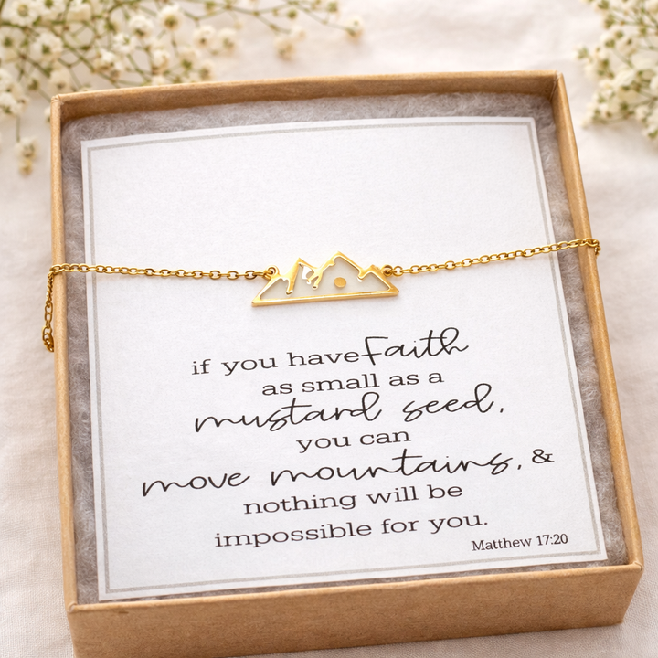 Mountain Necklace with real Mustard Seed