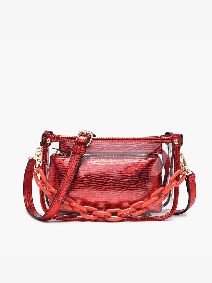 Jen &amp; Co. - Jessica Stadium Clear Crossbody Bag – Chain Strap | M2226CR