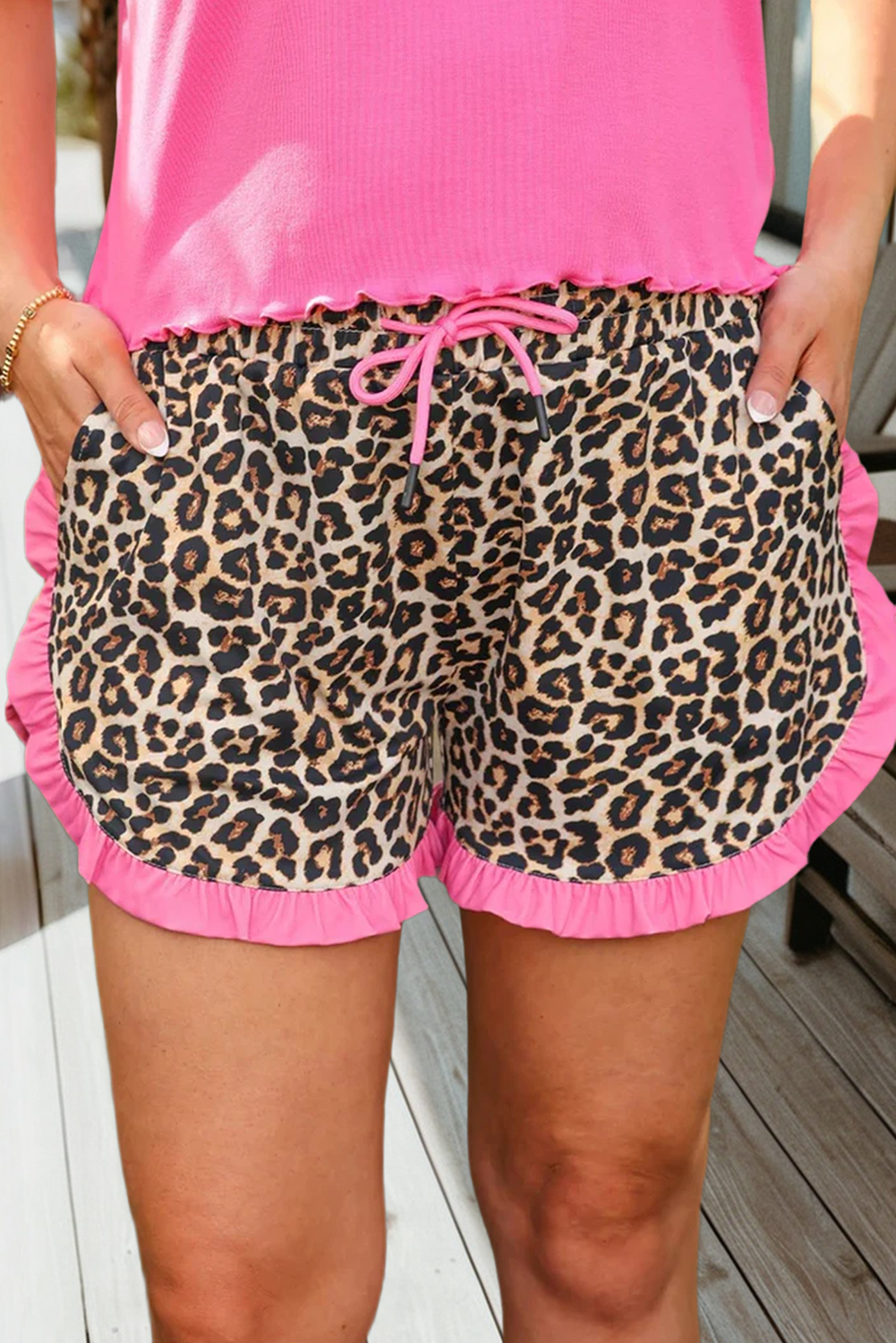 66DISCO - 66 Polka Dot/ Plaid/ Leopard Print Ruffle Trim Shorts (S-XL)