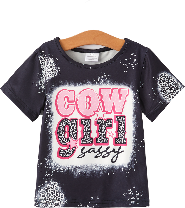 Baby Girl  Bleached Short Sleeve T-shirt Top