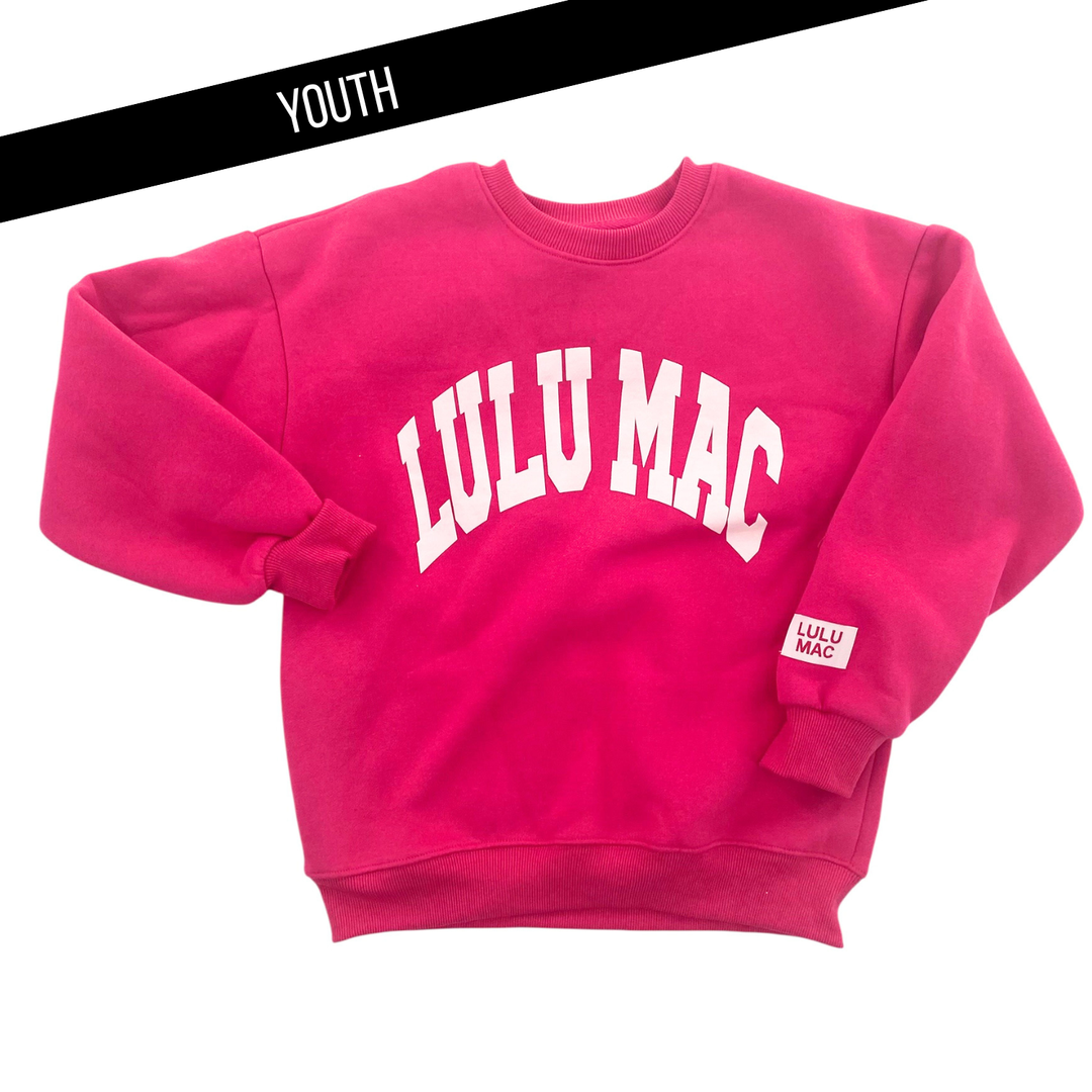 LULU MAC  HOT PINK WITH WHITE PUFF