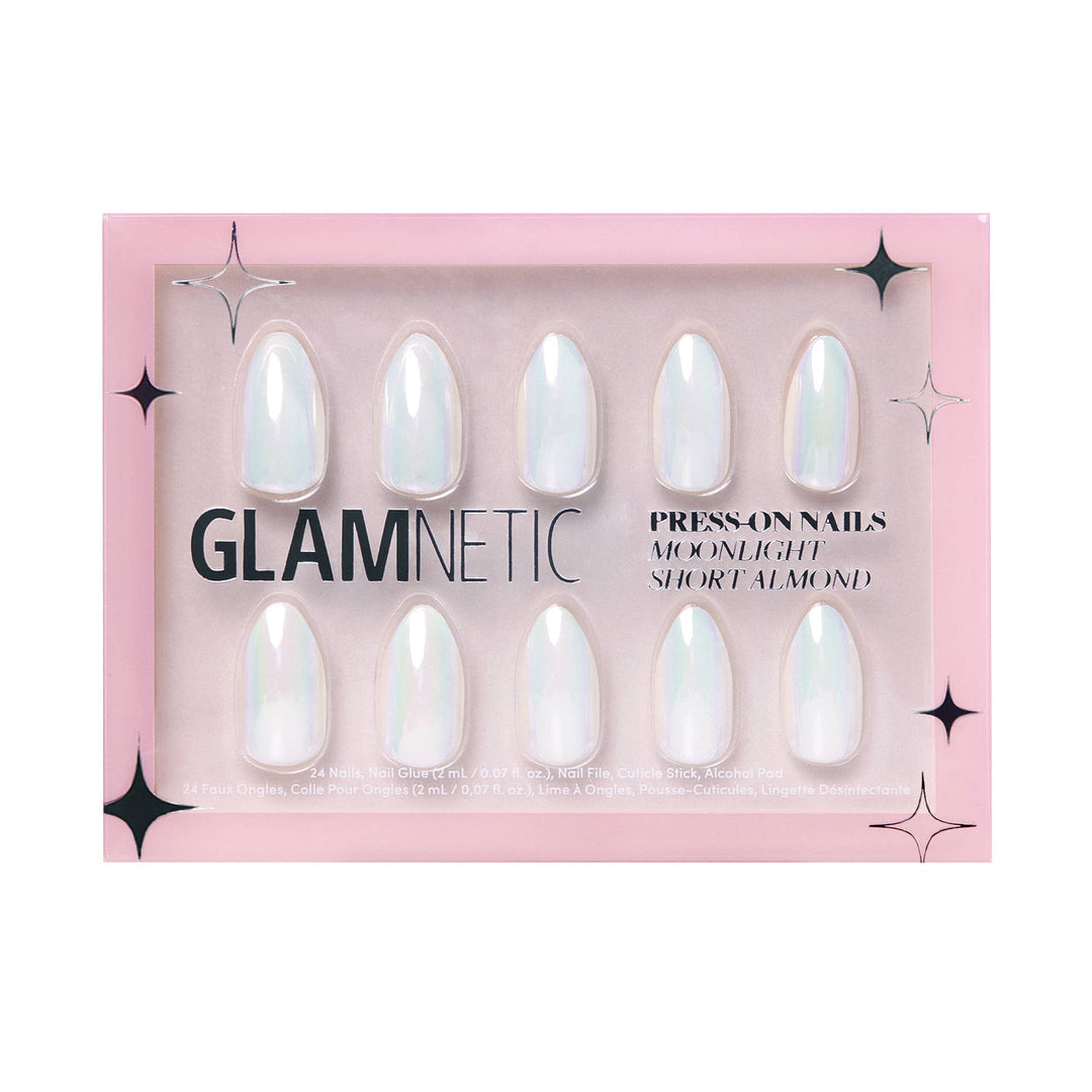 Glamnetic - Moonlight Press-On Nails|Pearlescent White| Short Almond