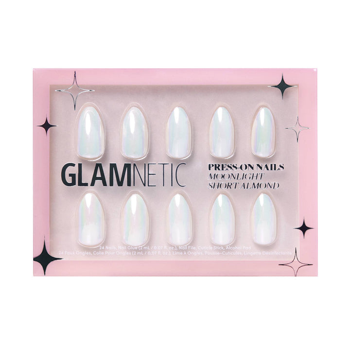 Glamnetic - Moonlight Press-On Nails|Pearlescent White| Short Almond
