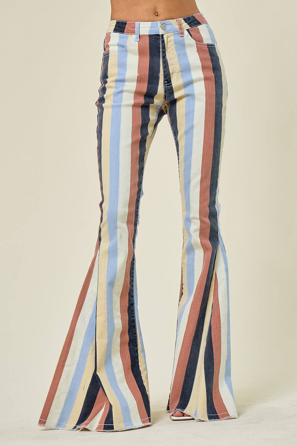 Saints &amp; Hearts - SIP6145A YELLOW MULTI STRIPED WESTERN FLARED BOTTOMS