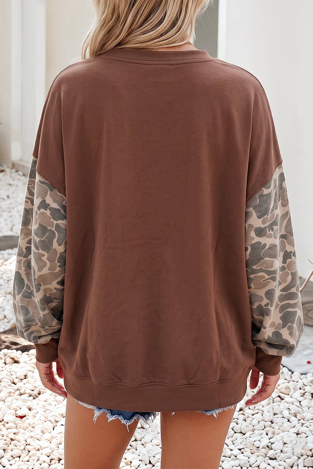 Little Daisy Closet - NEW Camo Colorblock Contrast Trim Oversized Sweatshirt