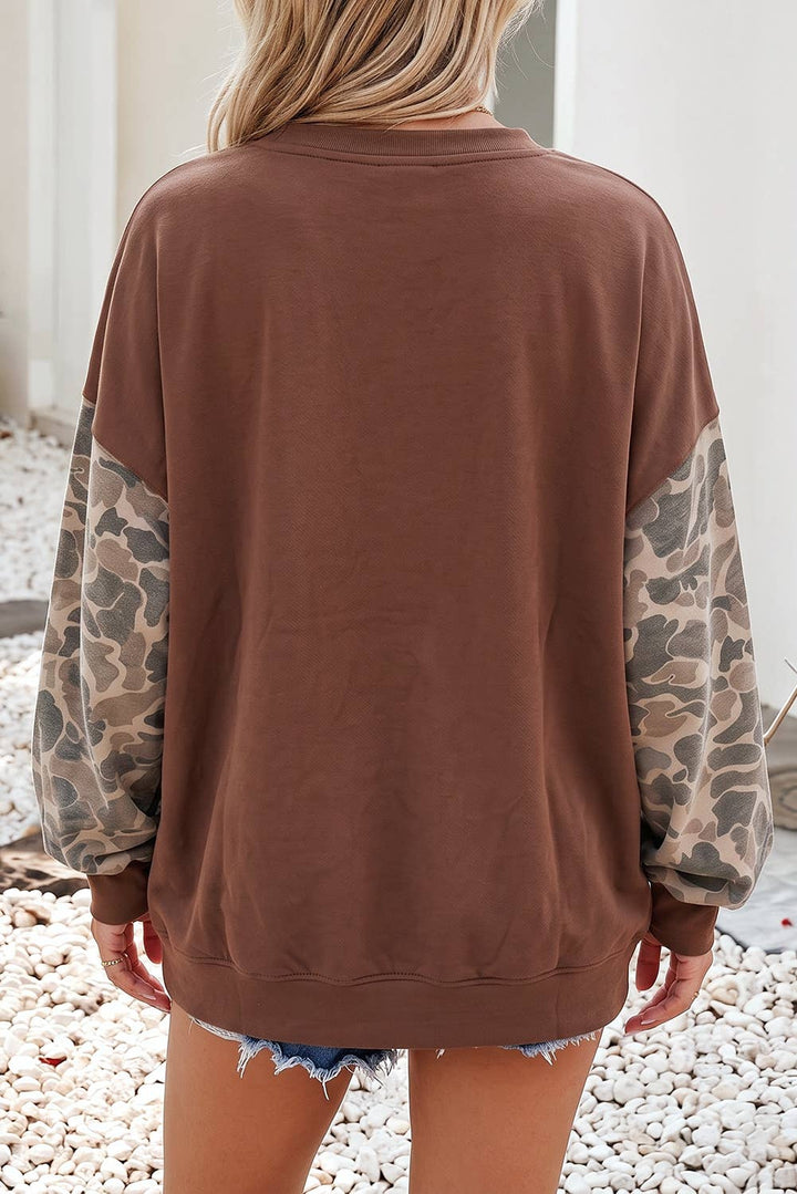 Little Daisy Closet - NEW Camo Colorblock Contrast Trim Oversized Sweatshirt