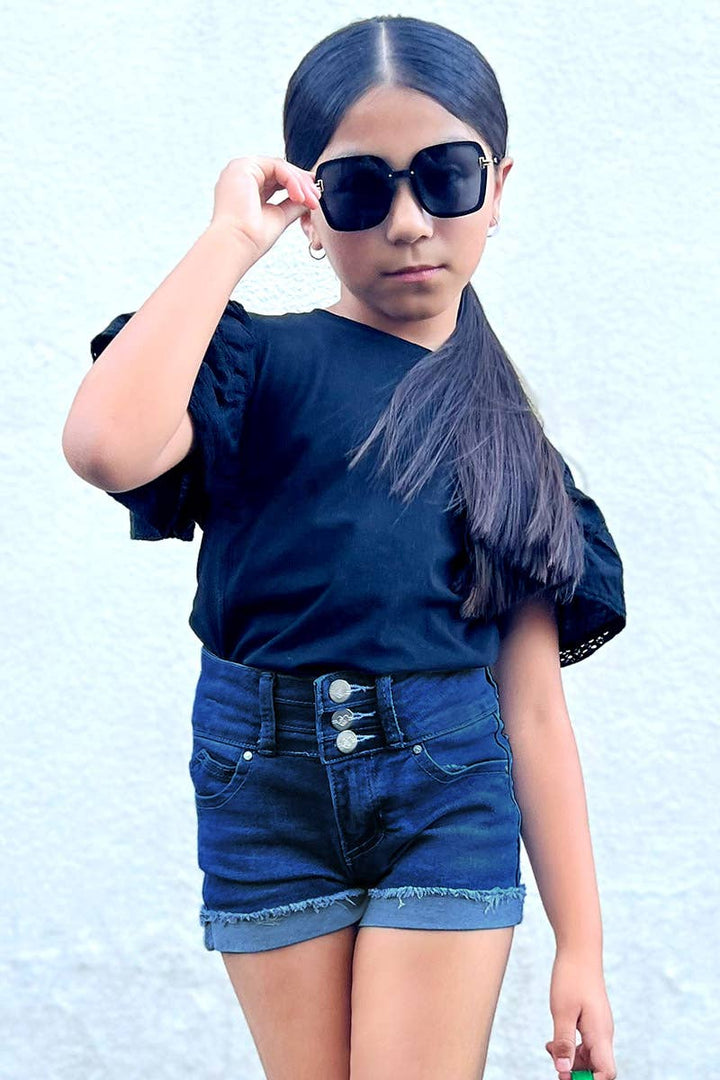 Girls Denim Shorts w/ 3 Buttons