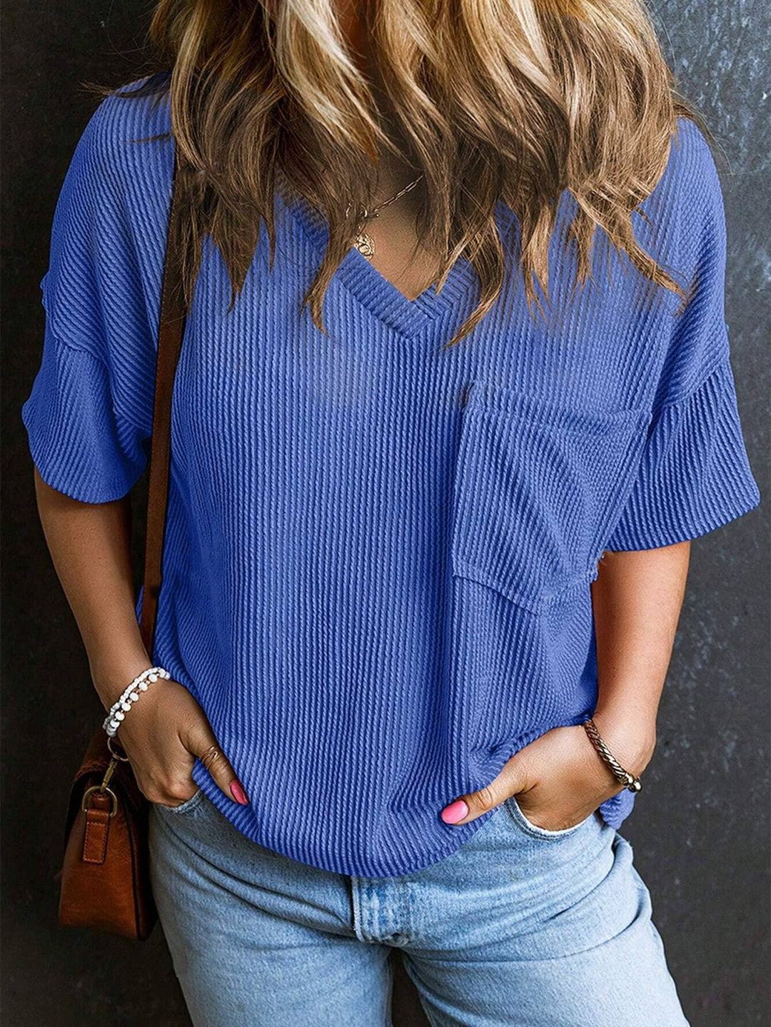 Corded V Neck