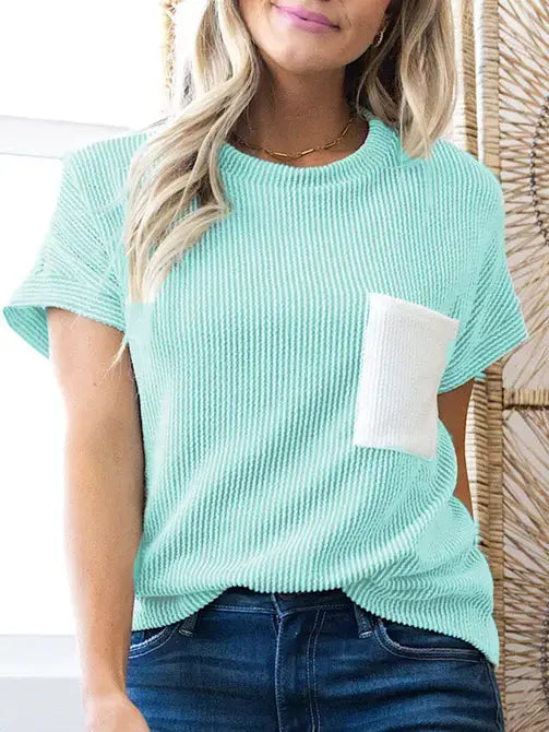 Pink Corded Knit  TEE