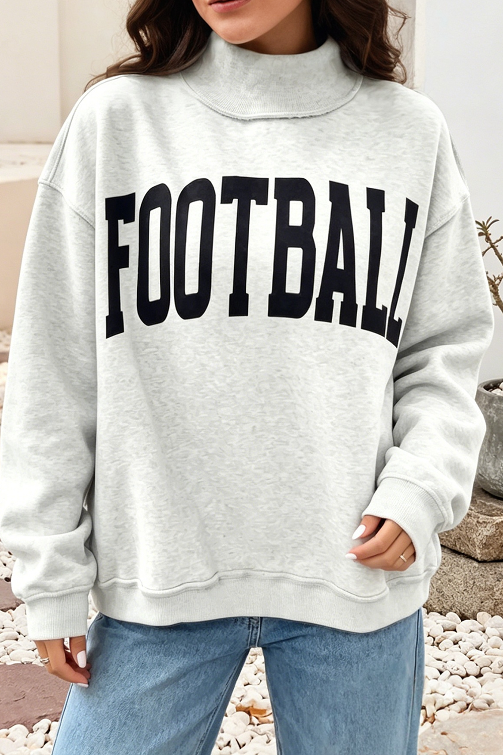 Little Daisy Closet - LDC Football Reversible Mock Neck Sweatshirt | S-4X