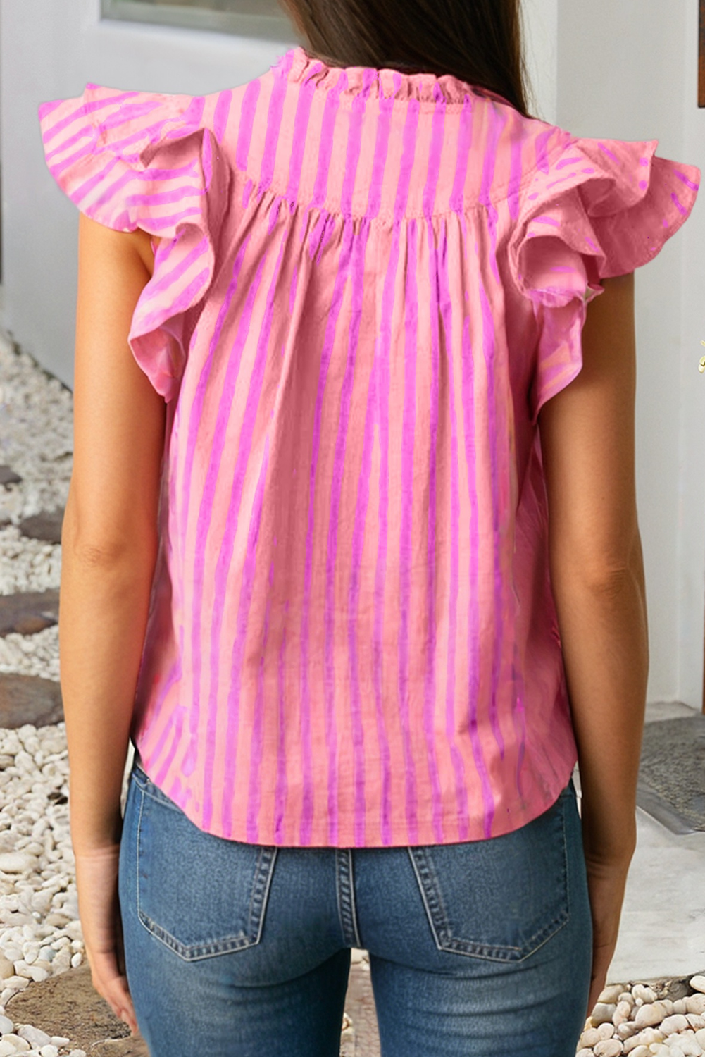 Stripe  Ruffled Blouse