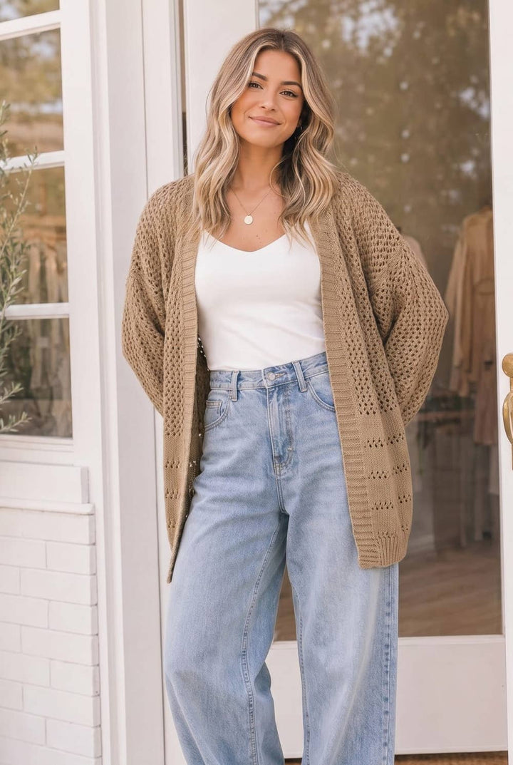 Kori America - Boho Open Stitch Cocoon Cardigan