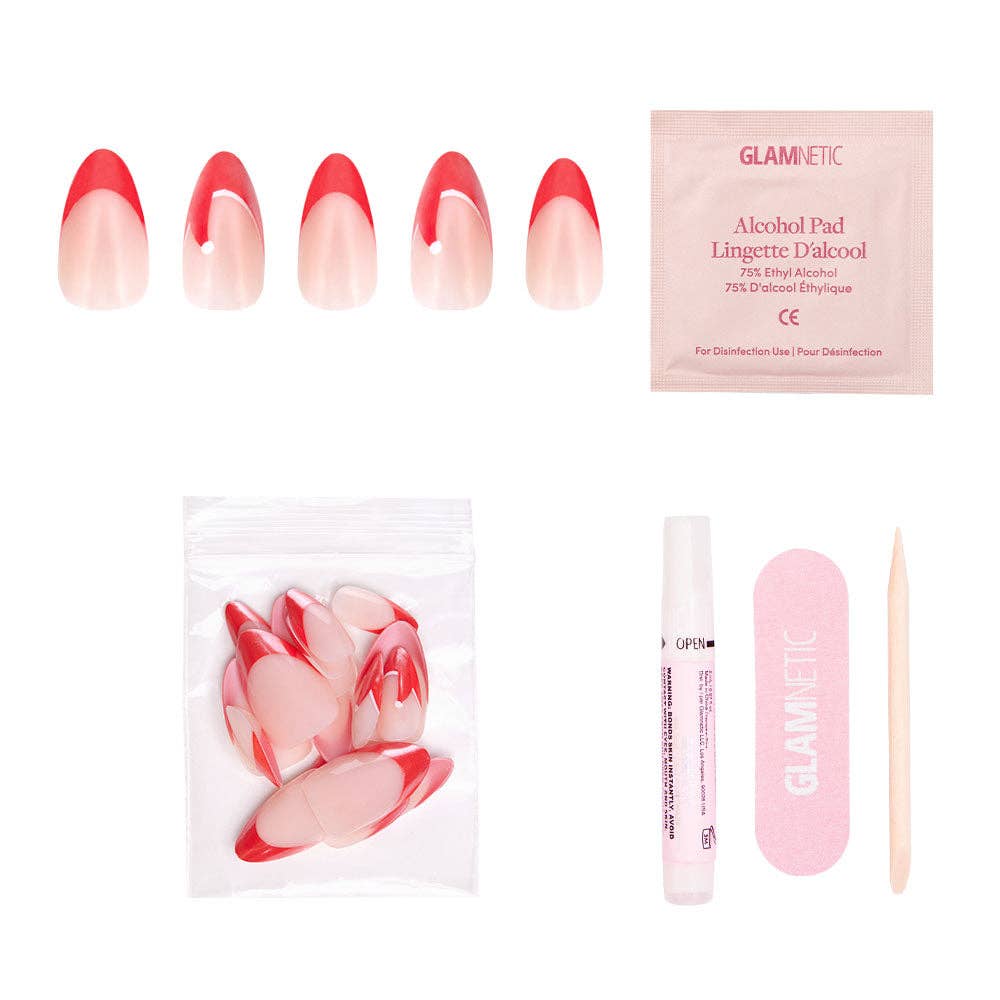 Glamnetic - Mrs. Claus Press-On Nails | Short Almond | Christmas Holiday