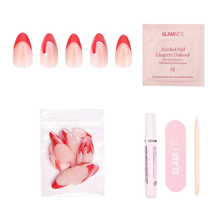 Glamnetic - Mrs. Claus Press-On Nails | Short Almond | Christmas Holiday