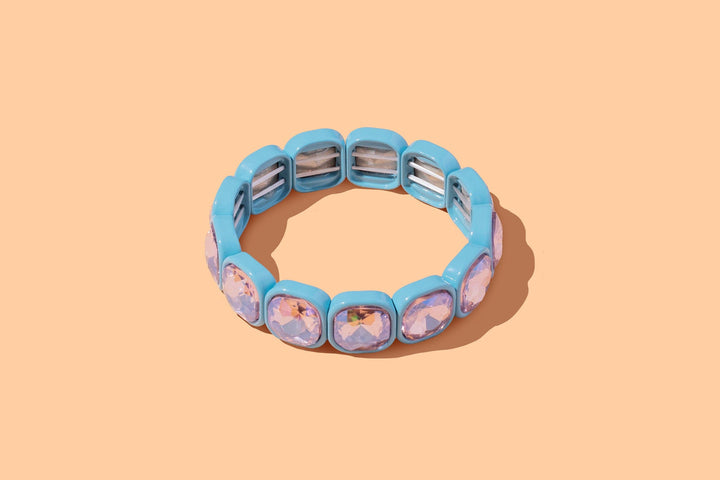 Taylor Elliott Designs - Enamel Stretch Bracelet - Rounded Gems - Elise -