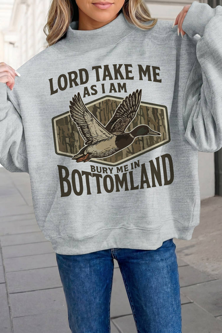 Mallard Duck Graphic Mock Neck Sweatshirt