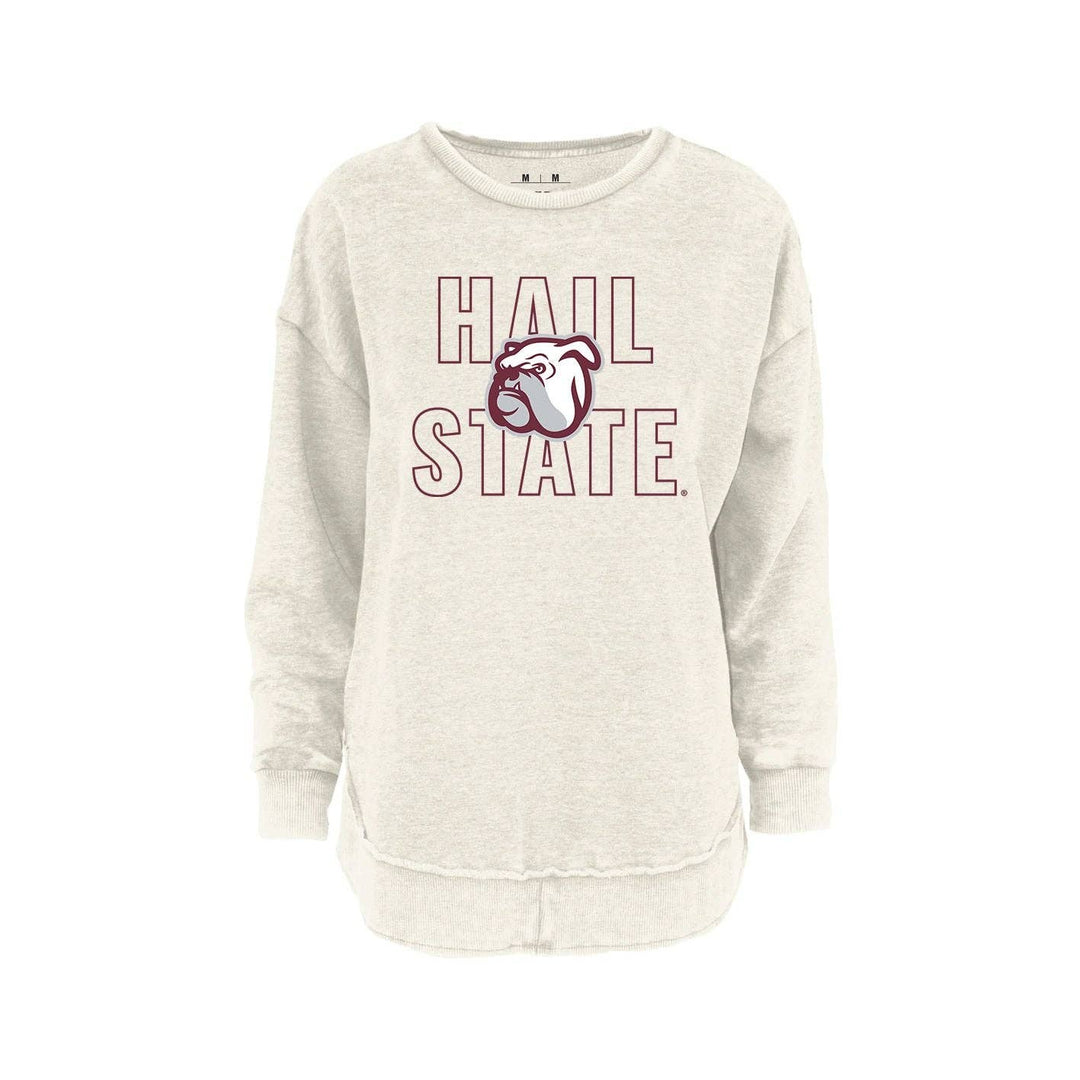 Mississippi State Outline Poncho Fleece Crew In Ivory