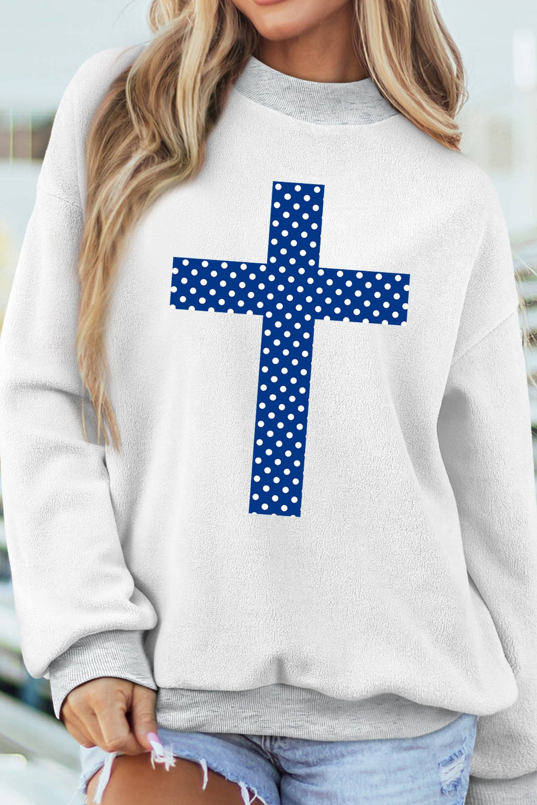 Little Daisy Closet - LDC Polka Dot FAITH Print Mock Neck FAIT Shift Top