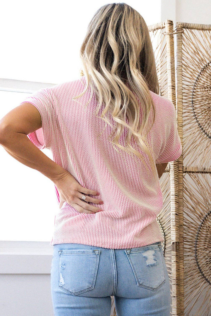 Pink Corded Knit  TEE