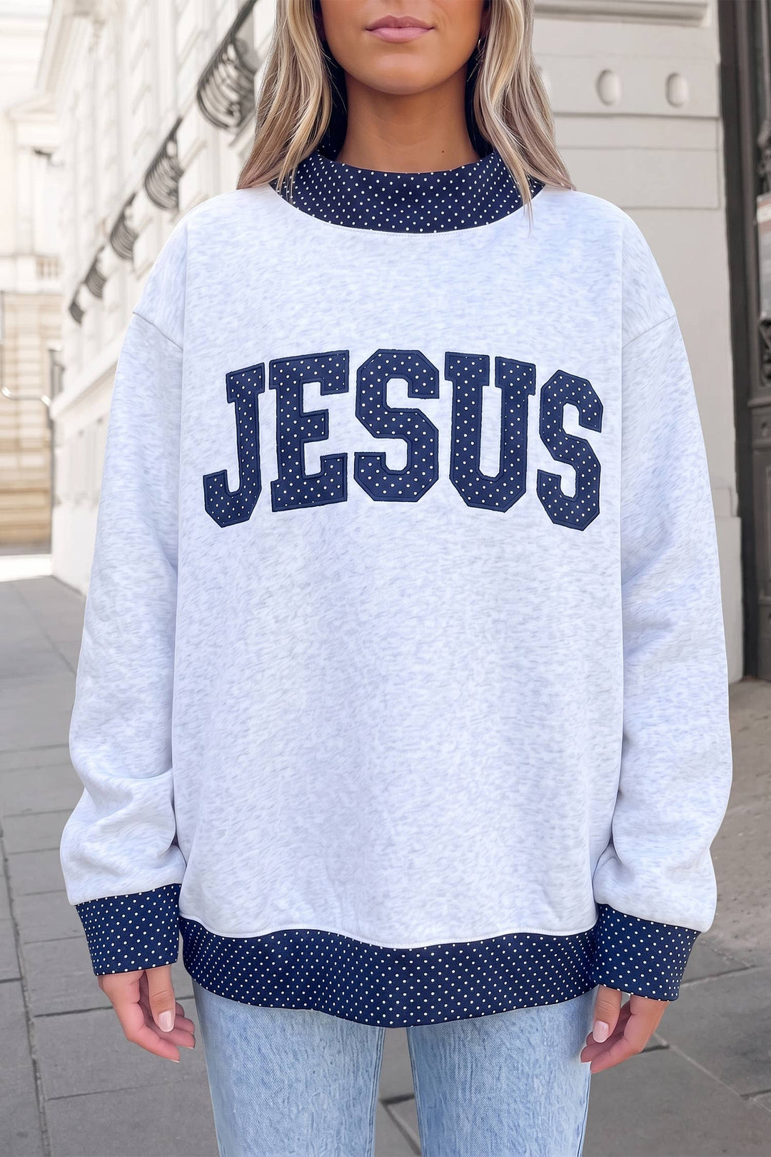 Aapparella - JESUS Polka Dot Mockneck Sweatshirt FW26 | S-XL