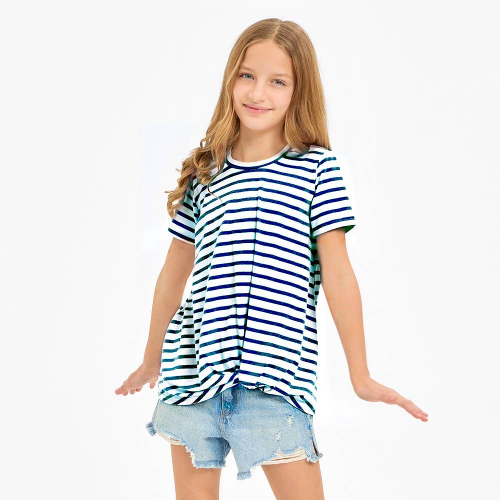 Good Girl - Kids Twist Knot Stripe Knit Short Sleeve Tee