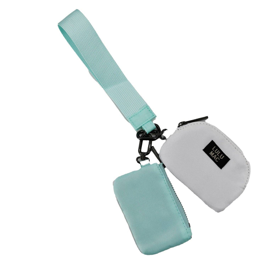 LULU MAC  Mint/White Lulu Mac Double Pouch Wristlets