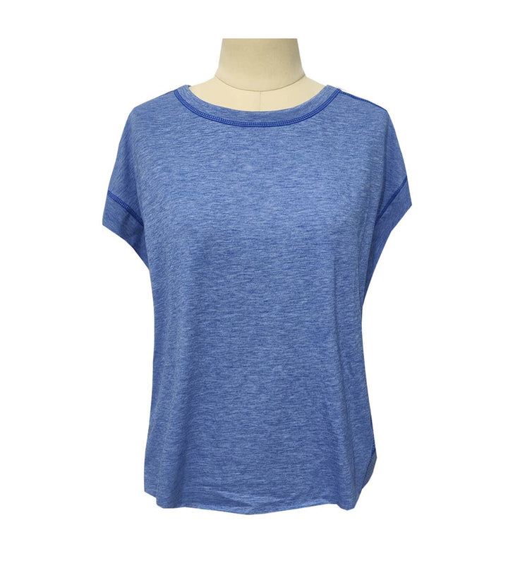 Wrapped Cutout Back Slouchy Tee Workout Shirt In Solid