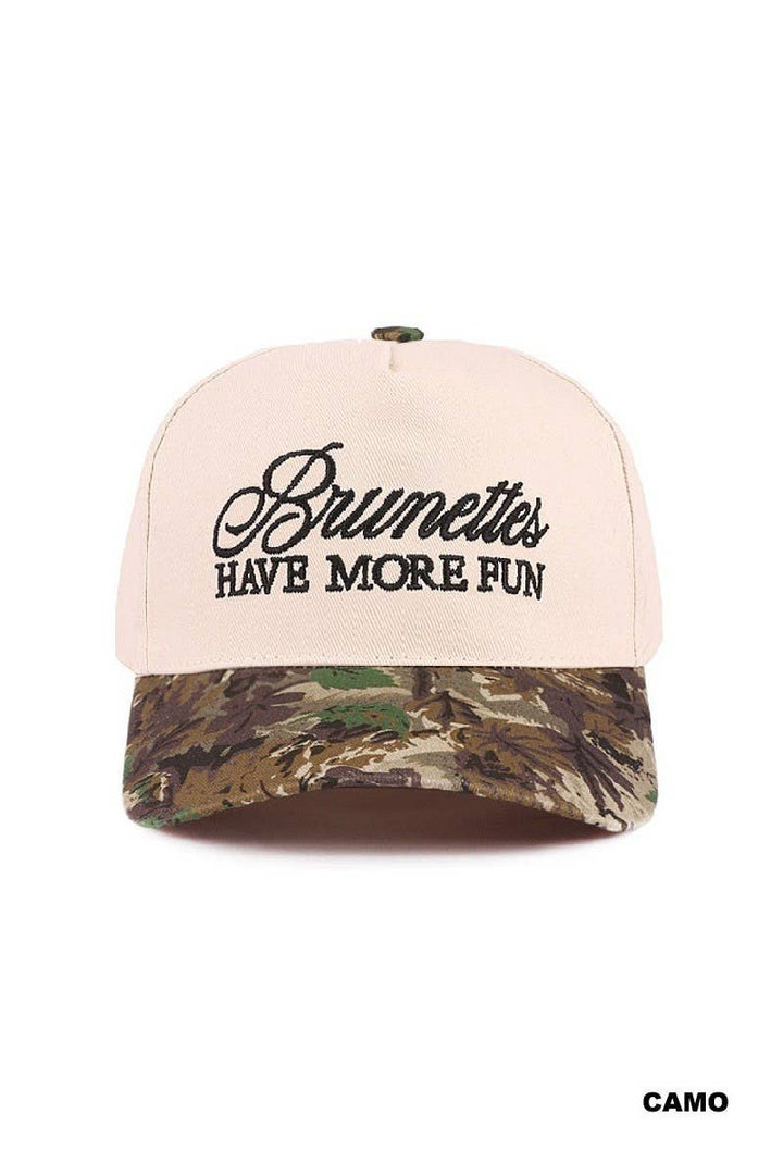 Brunettes Have More Fun Two-tone Canvas Cotton Cap