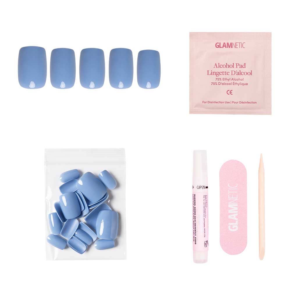 Glamnetic - Cashmere Blue Press-On Nails | Short Squoval | Holiday Nails