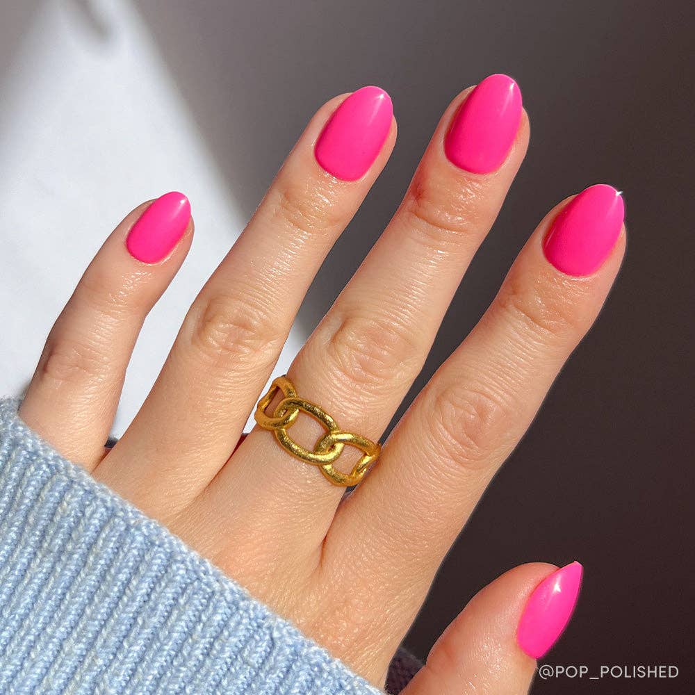 Glamnetic - Hot Pink Press-On Nails | Solid Nails | Short Oval Length