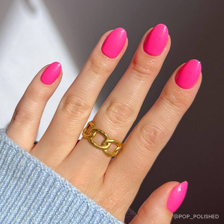 Glamnetic - Hot Pink Press-On Nails | Solid Nails | Short Oval Length