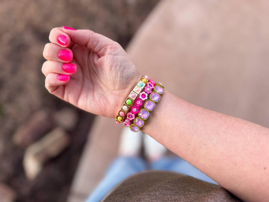 Taylor Elliott Designs - Enamel Stretch Bracelet - Large Gems - Griffin -