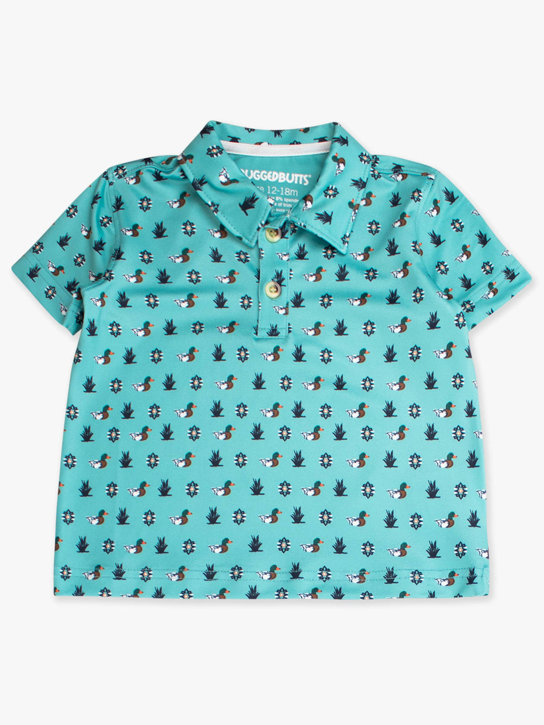 RuffleButts  - Boys Dapper Ducks Knit Short Sleeve Performance Polo