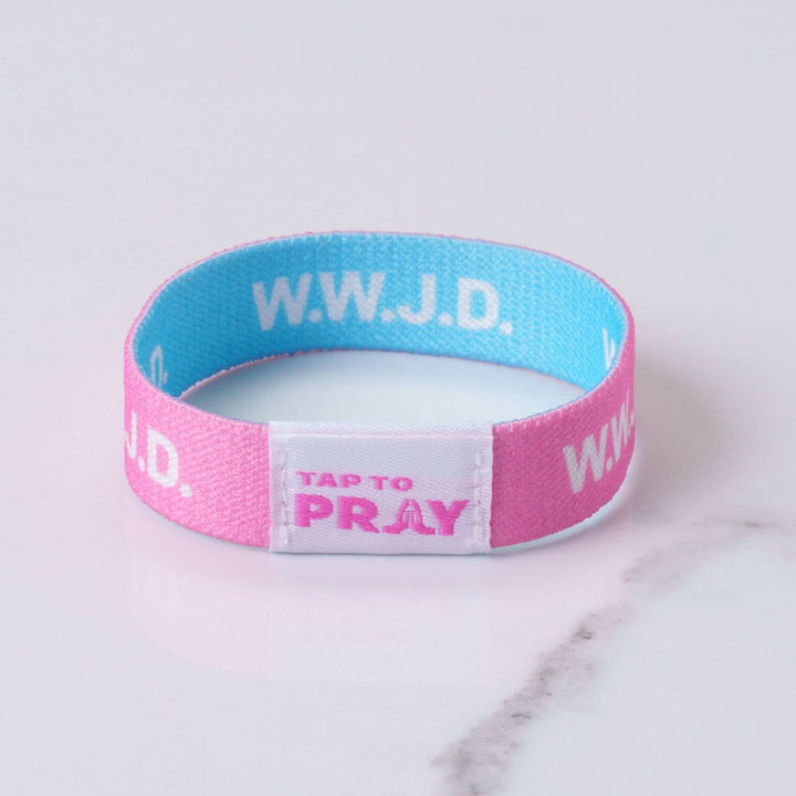 Versible - Tap To Pray™ Wristbands - Blue &amp; Pink WWJD