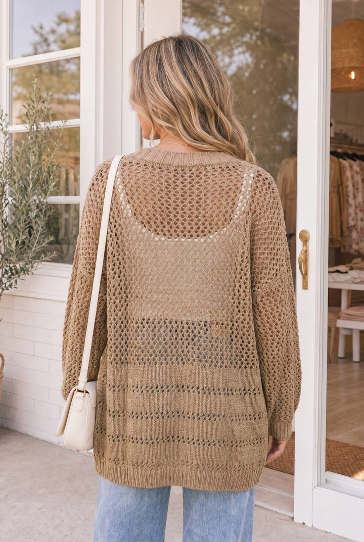 Kori America - Boho Open Stitch Cocoon Cardigan