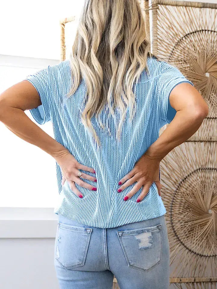 Pink Corded Knit  TEE