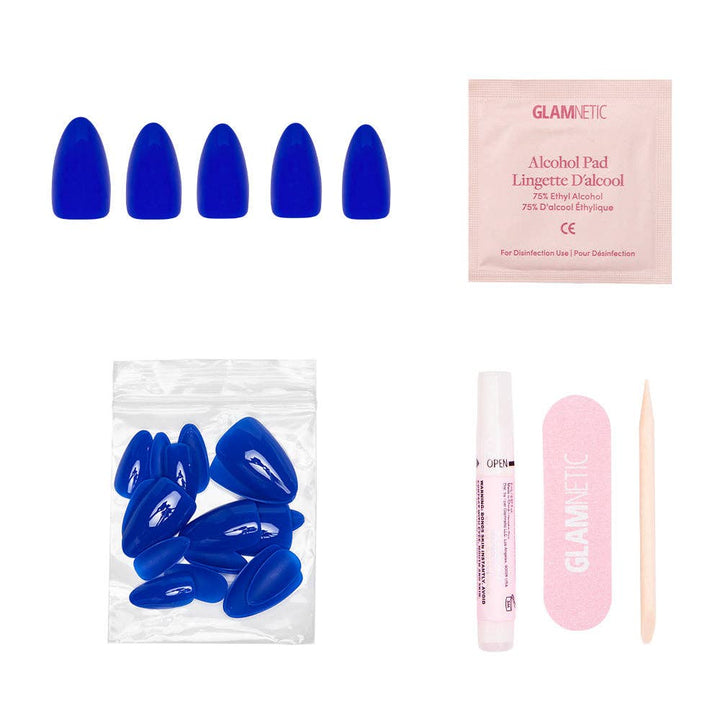 Glamnetic - Cobalt Blue Press-On Nails | Solid Nail| Short Almond Length