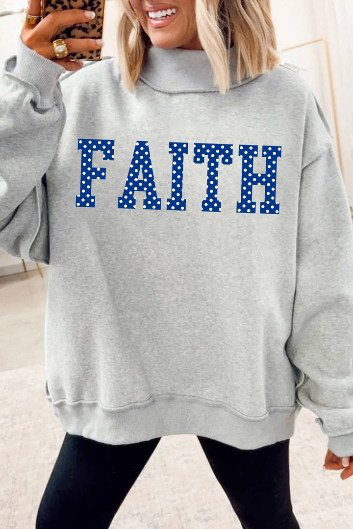 Little Daisy Closet - LDC Polka Dot FAITH Print Mock Neck FAIT Shift Top