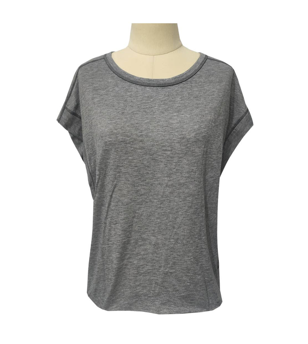 Wrapped Cutout Back Slouchy Tee Workout Shirt In Solid
