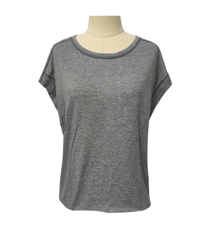 Wrapped Cutout Back Slouchy Tee Workout Shirt In Solid