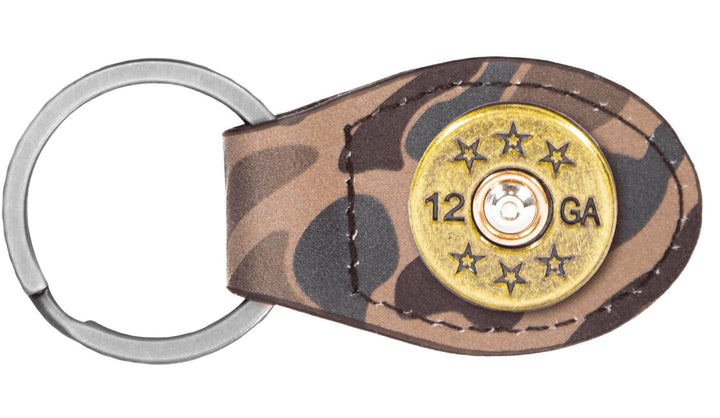 Brown Old School Camo Leather Key Fob.